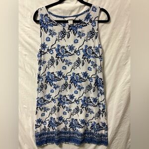 Nomadic Traders White Dress with Blue Floral Print